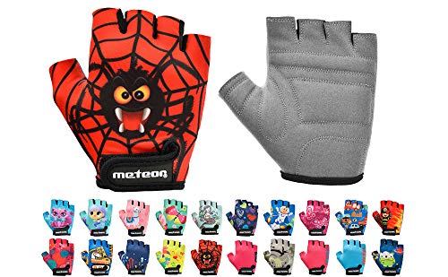 Guantes Bicicleta MTB BMX Ciclismo Montaña Carretera Fitness Gimnasio Bici Escalada Senderismo y Otros Deportes Guantes Deportivos Sin Dedos para Mujer y Hombre (JR XS ~6-6,5cm, Spider)