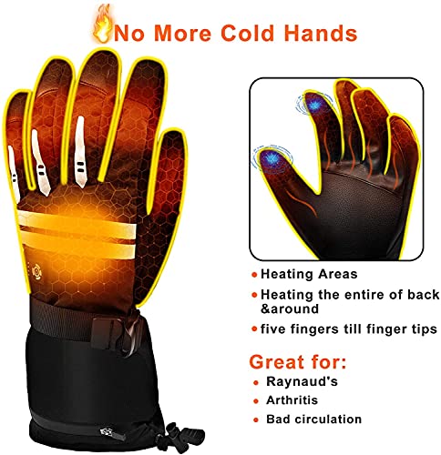 Guantes Calefactables Recargables, EEIEER 7,4V 5000mAh Guantes Electricos Impermeable Pantalla Táctil Guantes Moto Invierno Calefactable Hombres y Mujeres, para Deportes al Aire Libre Ciclismo Montar