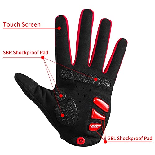 Guantes de Ciclismo a Prueba de Viento Pantalla táctil Montar MTB Bicicleta Guantes térmicos Motocicleta cálida Invierno Otoño Guantes de Bicicleta -a129-XL