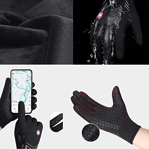 Guantes de ciclismo cálidos con bandas reflectantes, guantes térmicos antideslizantes unisex para la pantalla táctil para ciclismo, el ciclismo, la conducción, la carrera, el esquí y la pesca