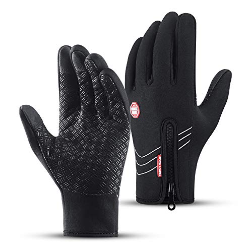 Guantes de ciclismo cálidos con bandas reflectantes, guantes térmicos antideslizantes unisex para la pantalla táctil para ciclismo, el ciclismo, la conducción, la carrera, el esquí y la pesca