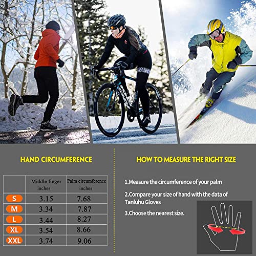 Guantes de ciclismo con almohadilla de gel a prueba de golpes, guantes cálidos de dedos completos para bicicleta de carretera MTB, guantes a prueba de viento transpirables en invierno(negro rojo, XXL)