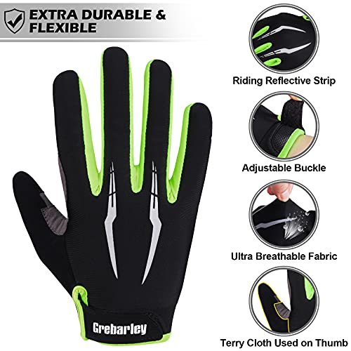 Guantes de Ciclismo Grebarley Guantes de Bicicleta de montaña Guantes de Pantalla táctil con Guantes de Bicicleta Acolchados Que absorben los Golpes para Hombres y Mujeres (Verde, XXL)