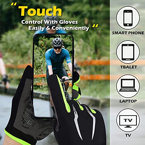 Guantes de Ciclismo Grebarley Guantes de Bicicleta de montaña Guantes de Pantalla táctil con Guantes de Bicicleta Acolchados Que absorben los Golpes para Hombres y Mujeres (Verde, XXL)