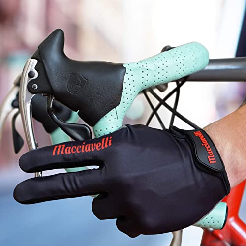 Guantes de Ciclismo, Guantes MTB, Guantes Táctiles Apto para Bicicleta de Carretera y de Montaña, para Hombres y Mujeres (Negro)