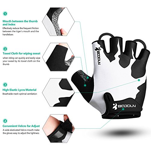 Guantes de Ciclismo Medio Dedo Unisex Guantes de Bicicleta sin Dedos con Relleno Antideslizante para MTB, Ciclismo de Carretera, Gimnasio, Crossfit y Levantamiento de Pesas XL