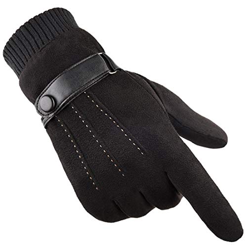 Guantes de Invierno Cálido Para Hombre Pantalla Táctil Térmicos de Ante Forro Polar Mitones Antideslizantes a Prueba de Invierno para actividades al aire libre Conducir Ciclismo Correr Camping (black)