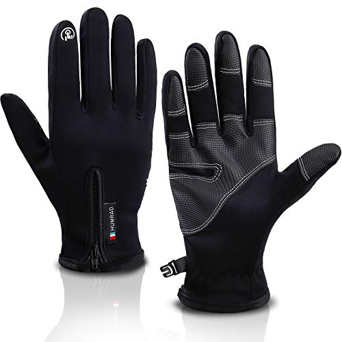 Guantes de Invierno Guantes Moto y Ciclismo Senderismo para Hombre y Mujer Guantes de Deporte con Forro de Lana Gruesa Cremallera Trasera Adicional Guantes de Pantalla Táctil – XXL