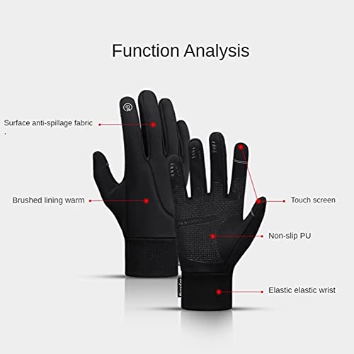 Guantes de Invierno para Hombre y Mujer, Guantes de Lana térmica cálidos Impermeables, Pantalla táctil Antideslizante, Deportes al Aire Libre, Guantes para Correr, esquí, Snowboard -Black-3-XL