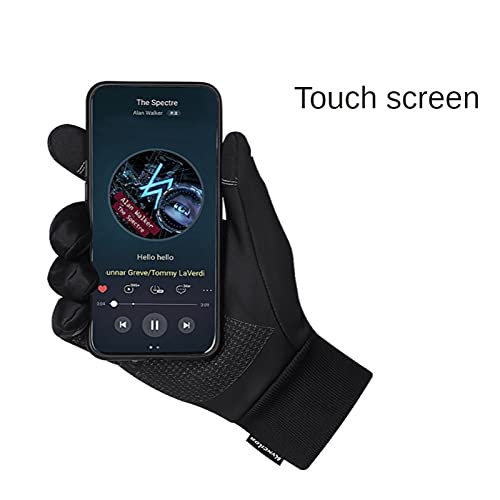 Guantes de Invierno para Hombre y Mujer, Guantes de Lana térmica cálidos Impermeables, Pantalla táctil Antideslizante, Deportes al Aire Libre, Guantes para Correr, esquí, Snowboard -Black-3-XL