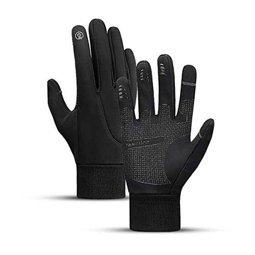 Guantes de Invierno para Hombre y Mujer, Guantes de Lana térmica cálidos Impermeables, Pantalla táctil Antideslizante, Deportes al Aire Libre, Guantes para Correr, esquí, Snowboard -Black-3-XL