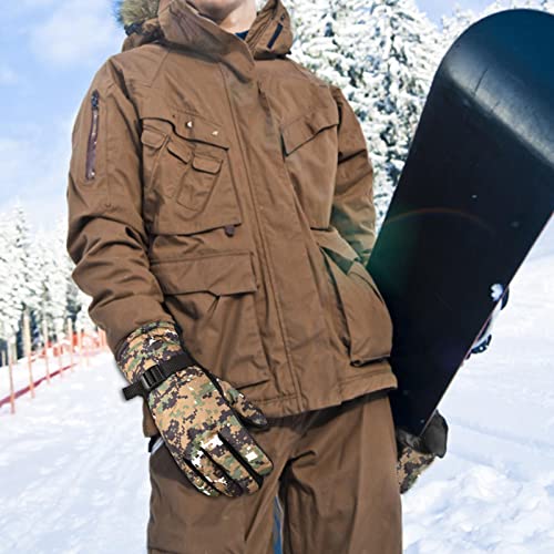Guantes de invierno para hombres, guantes de caza de camuflaje a prueba de viento, forro polar, guantes internos cálidos, diseño antideslizante para clima frío, esquí al aire libre, senderismo, snowbo