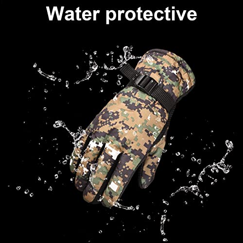 Guantes de invierno para hombres, guantes de caza de camuflaje a prueba de viento, forro polar, guantes internos cálidos, diseño antideslizante para clima frío, esquí al aire libre, senderismo, snowbo