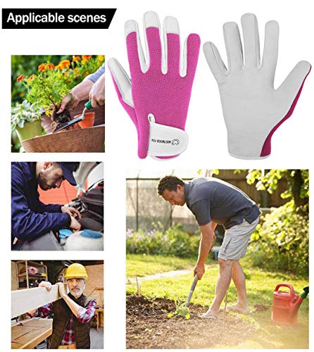 Guantes de jardinería de cuero para mujer y hombre, a prueba de espinas, guantes de trabajo para jardín, rosa