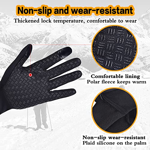 Guantes Invierno, Guantes Ciclismo Guantes De Pantalla TáCtil Antideslizantes Guantes CáLidos Y Resistentes Al Viento Negros De Hombres Y Mujeres Bicicletas De MontañA Montar Carreras Esquí Regalos