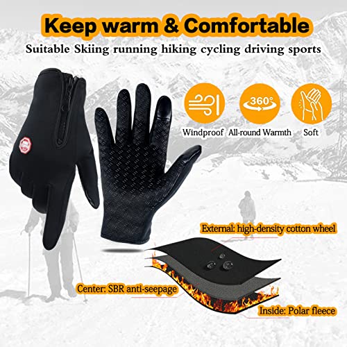 Guantes Invierno, Guantes Ciclismo Guantes De Pantalla TáCtil Antideslizantes Guantes CáLidos Y Resistentes Al Viento Negros De Hombres Y Mujeres Bicicletas De MontañA Montar Carreras Esquí Regalos