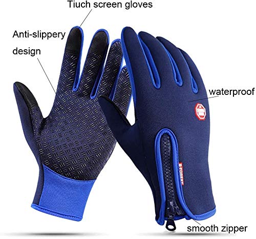 Guantes Invierno Unisex Guantes Cálidos Impermeable Ciclismo Moto Esquí de Pantalla Táctil Guantes Térmica Antideslizante a Prueba de Viento para Deporte al Aire Libre (Negro, S)