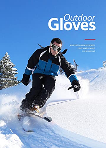 Guantes Moto Invierno Impermeables Resistentes al Viento, Pantalla Táctil Manga Cálidos Guantes para Scooter, Ciclomotor, Moto Cross, Bicicleta, Deportes al Aire Libre (Negro, XL)