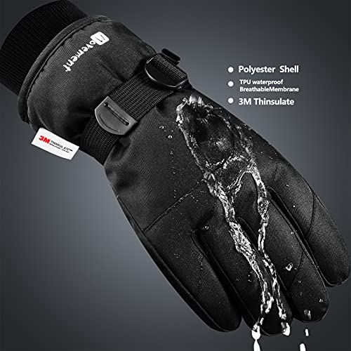 Guantes Moto Invierno Impermeables Resistentes al Viento, Pantalla Táctil Manga Cálidos Guantes para Scooter, Ciclomotor, Moto Cross, Bicicleta, Deportes al Aire Libre (Negro, XL)