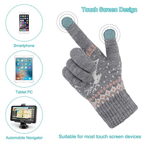 Guantes Touch Screen para Mujer Elástico Guantes de Punto para Pantalla Táctil Guantes de Cálidos Invierno Talla única 2 Pares (Rosa y Gris)