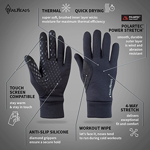 Guantes TrailHeads de tela Power Stretch para correr, compatibles con pantallas táctiles, hombre, Medium