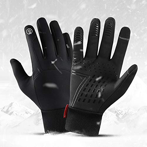 Guantes Unisex para Pantalla táctil, Guantes térmicos, Transpirables Antideslizantes, Impermeables, para Ciclismo, Correr (Black)