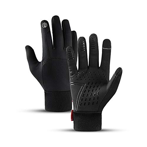 Guantes Unisex para Pantalla táctil, Guantes térmicos, Transpirables Antideslizantes, Impermeables, para Ciclismo, Correr (Black)