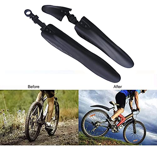 Guardabarros Bicicleta,Guardabarros de Bicicleta Ajustable,Guardabarros Portátiles para Bicicletas,Juego de Guardabarros Delantero y Trasero,para MTB,Bicicleta de Ciudad,Bicicleta de Trekking(Negro)