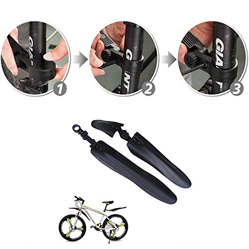 Guardabarros Bicicleta,Guardabarros de Bicicleta Ajustable,Guardabarros Portátiles para Bicicletas,Juego de Guardabarros Delantero y Trasero,para MTB,Bicicleta de Ciudad,Bicicleta de Trekking(Negro)