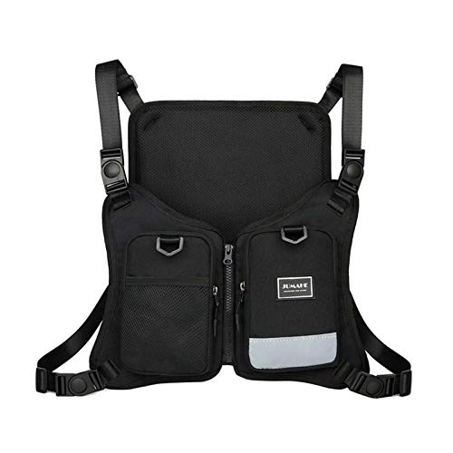 GUARDUU Bolso Deportivo Actual Bolsa De Pecho con Rayas Reflectantes Y Correa De Hombro Ajustable, para Hombres Mujeres Fitness Senderismo Ciclismo Escalada,B