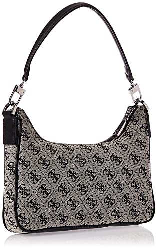Guess Shoulder Bag, Frankie Top Zip-Bolso Bandolera para Mujer, Logotipo Negro, Einheitsgröße