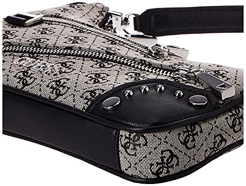 Guess Shoulder Bag, Frankie Top Zip-Bolso Bandolera para Mujer, Logotipo Negro, Einheitsgröße