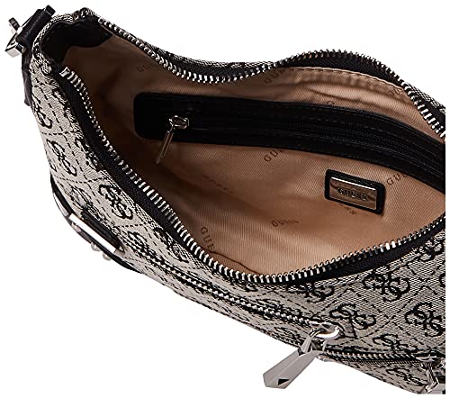 Guess Shoulder Bag, Frankie Top Zip-Bolso Bandolera para Mujer, Logotipo Negro, Einheitsgröße