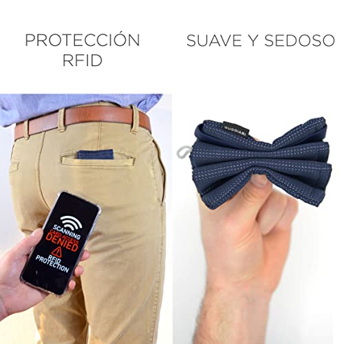 GUGGIARI®Tarjetero en Microfibra para Tarjetas de Crédito - Mini Cartera Anti RFID para Hombre - Billetera Ligera y Compacta-Billetes, Tarjetas, Llaves estarán Seguras en la Cartera Antirrobo(Pindot)