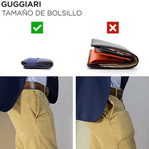 GUGGIARI®Tarjetero en Microfibra para Tarjetas de Crédito - Mini Cartera Anti RFID para Hombre - Billetera Ligera y Compacta-Billetes, Tarjetas, Llaves estarán Seguras en la Cartera Antirrobo(Pindot)