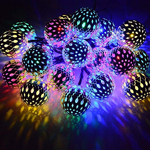 Guirnalda de luces solares para exteriores, 6.35M 30LED Guirnaldas de luces solares marroquíes decorativas Guirnaldas de luces decorativas de orbe marroquí para interior, jardín, césped, fiesta, árbo