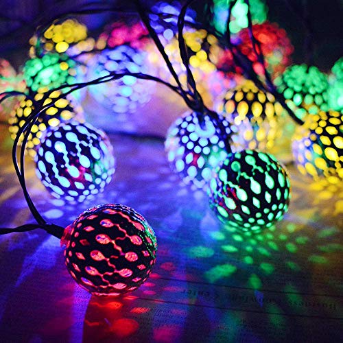 Guirnalda de luces solares para exteriores, 6.35M 30LED Guirnaldas de luces solares marroquíes decorativas Guirnaldas de luces decorativas de orbe marroquí para interior, jardín, césped, fiesta, árbo