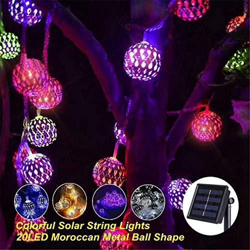 Guirnalda de luces solares para exteriores, 6.35M 30LED Guirnaldas de luces solares marroquíes decorativas Guirnaldas de luces decorativas de orbe marroquí para interior, jardín, césped, fiesta, árbo