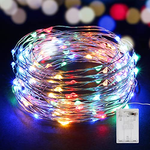 Guirnalda Luces Pilas, Luces Navidad Colores 12M 120 LED [2 Pack], Luces LED Pilas y Exterior Interior Luces Decorativas para Decoración Navidad, Halloween, Habitación, Árbol, Jardín, Casas, Boda