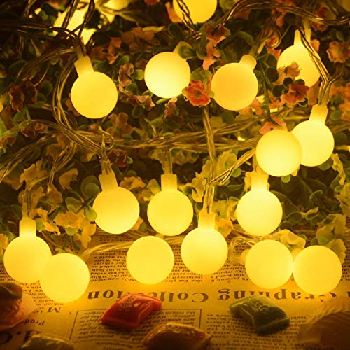 Guirnaldas luces 10 m 100 LEDs Luz exterior impermeable 8 Modos con Control Remoto para Dormitorio,Jardines,Boda,Cumpleaños,Fiesta de Navidad (blanco cálido)