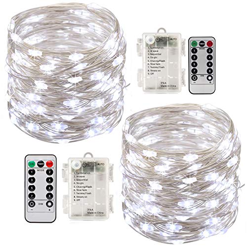 Guirnaldas Luces,2 Paquetes,100 Led 10 Metro,8 Modos,Guirnalda Luminosa(Blanc Froid)
