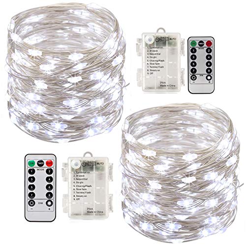 Guirnaldas Luces,2 Paquetes,100 Led 10 Metro,8 Modos,Guirnalda Luminosa(Blanc Froid)