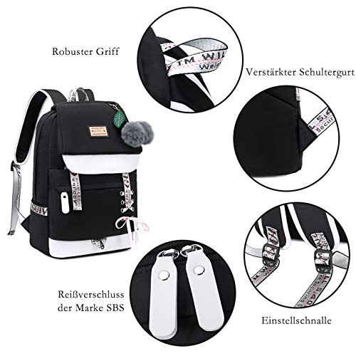 GUIVITU Mochila Escolar Niñas Escolares Bolsa Niños Juveniles Colegio Portatil Grandes Estudiantes Espaciosa Casual Daypack Backpack Adolescentes Viaje Universitaria Estuche 2 piezas