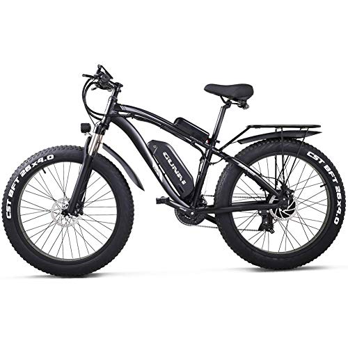 GUNAI Bicicleta eléctrica 48V Off-Road Fat 26"4.0 Neumático Bicicleta eléctrica de montaña con Asiento Trasero （Negro）