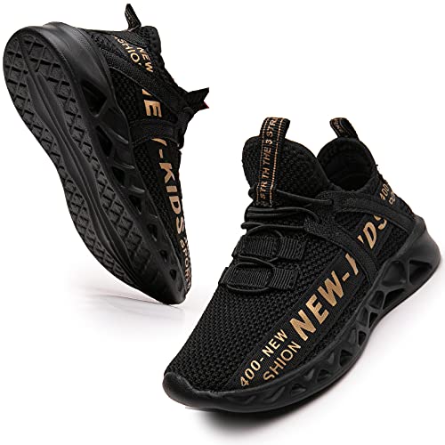 GUOCHENXY Zapatillas Niño Deportivas Zapatos Niño Deporte Deportivas Niños Niñas Blancas Negro 33EU