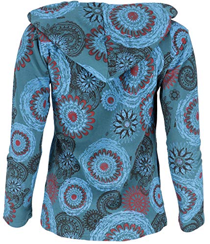 GURU SHOP Hippie Chic - Chaqueta bordada para mujer, algodón, estilo bohemio, ropa alternativa, verde petróleo/azul turquesa, 38