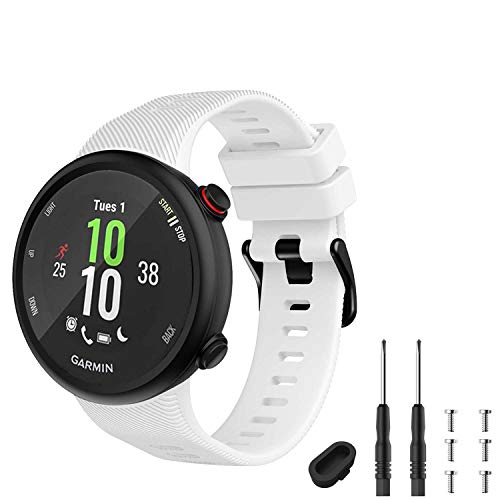 GVFM - Correa compatible con Garmin Forerunner 45s, pulsera deportiva de silicona de repuesto, blanco