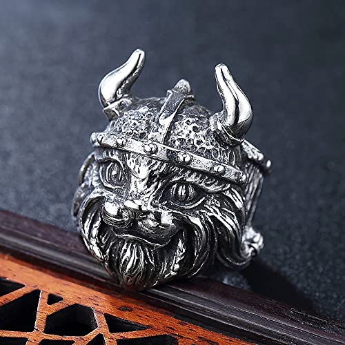 GXL&YZQ Anillos para Hombres Cabeza De Perro Gótico Pareja De Acero Inoxidable Anillo Retro Fresco Hecho A Mano Pulido Prevención De Alergias Joyería De Halloween Regalo De Cumpleaños Punk,11