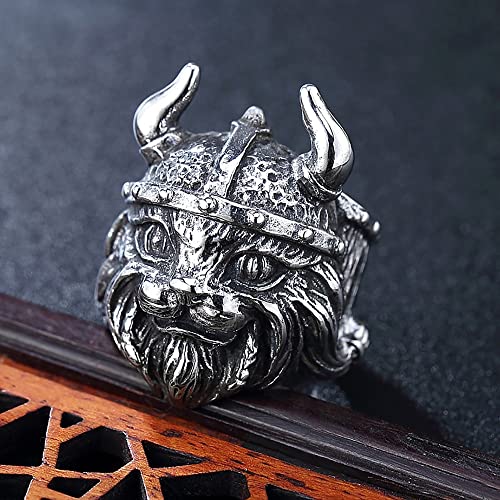 GXL&YZQ Anillos para Hombres Cabeza De Perro Gótico Pareja De Acero Inoxidable Anillo Retro Fresco Hecho A Mano Pulido Prevención De Alergias Joyería De Halloween Regalo De Cumpleaños Punk,11