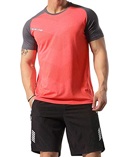 GYMAPE - Camiseta deportiva de manga corta para hombre, transpirable y cómoda, para correr, entrenar o ir al gimnasio, de secado rápido